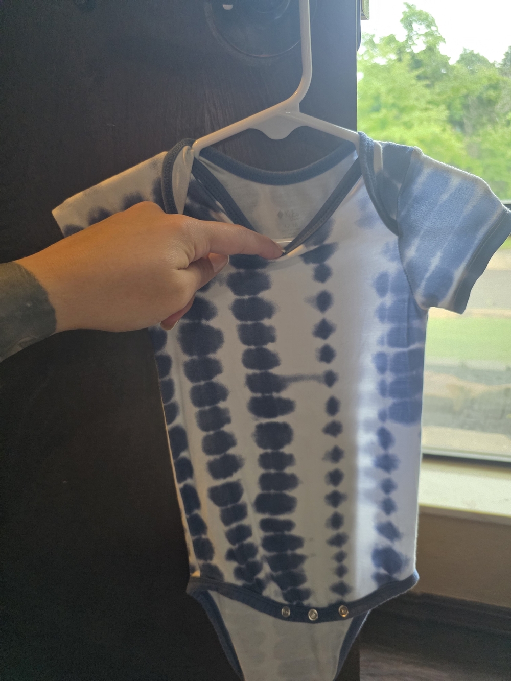 Kyte BABY Navy Blue and White Tie-Dye Short Sleeve Bodysuit